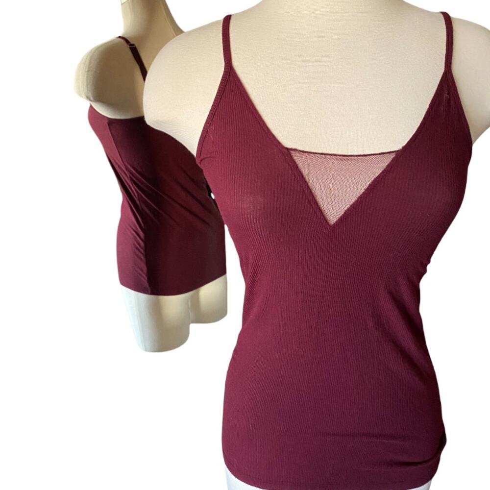 Burgundy red stretch knit cami XS